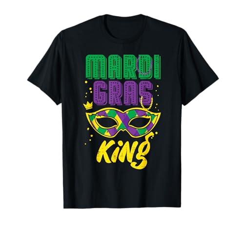 Homem Mardi Gras King Louisiana casais Mardi Gras homens ele t-shirt, Preto