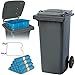BRB Kosz na śmieci o pojemności 120 l, szary, z uchwytem na worki na śmieci, w zestawie 250 worków na śmieci