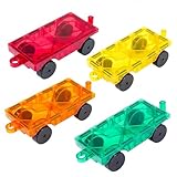 NEOFORMERS Magnetic Tiles Car Building Kit for Toddlers, 4 PCS Magnet Construction Trucks, STEM Toys for 3-8 Year Old Boys Girls, Educational Vehicle Engineering Set