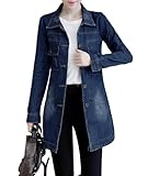 SOMTHRON Women's Distressed Denim Jeans Outfits Coat Spring Fall Retro Jeans Long Outerwear Denim Jacket(ZQ,XL)