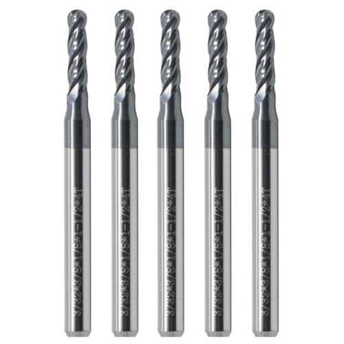 Image of 5Pcs 3 /32 inch 4 Flute Solid Carbide Ball Nose End Mills - AlTiN Coated | 30 Degree Helix, 3 /32 inch Cutting Diameter, 1 /8 inch Shank Diameter, 3 /8 inch Length of Cut, 1-1 /2 inch Overall Length
