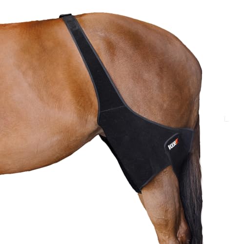 Schneiders Lux Ceramic Therapy Stifle Wraps for Horses | Infrared Therapy | 4-Way Stretch Neoprene | Color Black