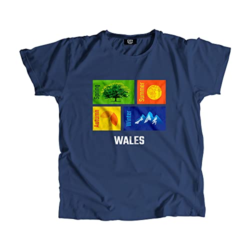 T-shirt Wales Seasons navy blue mixte en coton confortable pour le quotidien