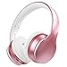 Cuffie Bluetooth 5.0 Senza Fili, Sunvito Pieghevole Auricolari con Mic, Lettore MP3, Radio FM, Wireless e Cuffie Cablate, Cuffie Over Ear (oro rosa)