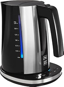 Melitta Look Aqua Deluxe 1026-14 Kettle with Temperature Setting (80 °C, 95 °C, 100 °C) for Tea and Baby Food as Well as Warming Function, 1.7 L, 2400 W