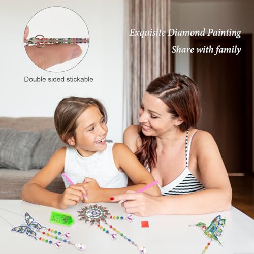 Diamond Painting Sonnenfänger Windspiel Kinder, Diamant Malerei Hängender Ornament Fensterdeko mit Kristall Anhänger, DIY Basteln Erwachsene für Anfänger, Bastelset Kinder Geschenke für Mädchen