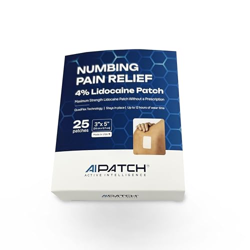 Image of AI Patch Numbing Pain Relief - 4% Lidocaine Patches for Back, Neck, Shoulder & Joint Discomfort | Targeted Topical Pain Relief - 25 Patches