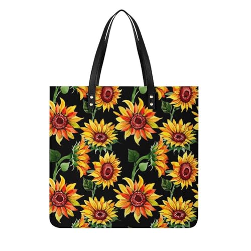 Sac à main tournesol aquarelle - Grand tote bag de voyage pour femmes 39x39cm