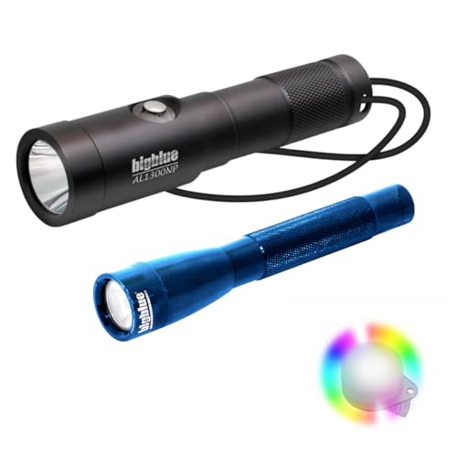 Bigblue AL1300NP and AL250 Dive Light Combo Pack with 8-Color Easy Clip - Blue