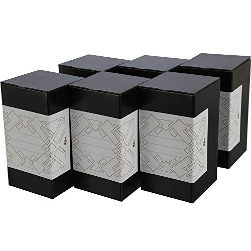 6 boîtes de conservation carrées en métal avec 6 étiquettes inscriptibles | Hermétiques pour 170 g | 12,2 x 6,5 x 6,5 cm (H x l x P) | Idéal comme boîte à café ou à biscuits Cover