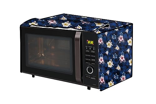 Image of The Furnishing Tree PVC Waterproof Microwave Oven Cover Compatible for 20 L Solo 20PM-MEC1 Floral Pattern Blue