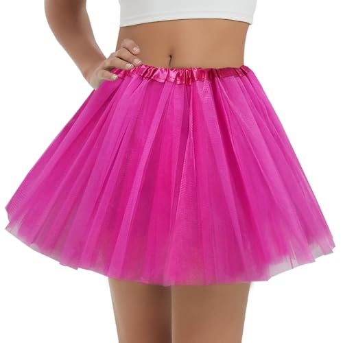Women's 5-Layer Tulle Tutu Skirt, Adult Dance Ballet Tulle Dress,Teens Halloween Cosplay Running Tutu