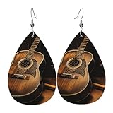 Pendientes de lágrima de cuero para mujer, diseño de guitarra del viejo oeste, ligeros, joyería de moda, regalos para mujeres y mujeres
