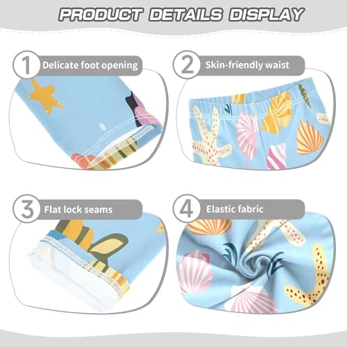 Toddler Girls Leggings Printed Yoga Pants Leggings Hand Drawn Sea Shells for Kids3