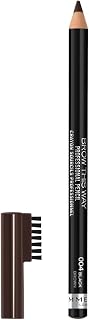 Rimmel Brow This Way Professional Eyebrow Pencil with Built-In Brush, Long-Wearing Black Brown 004, 0.05oz