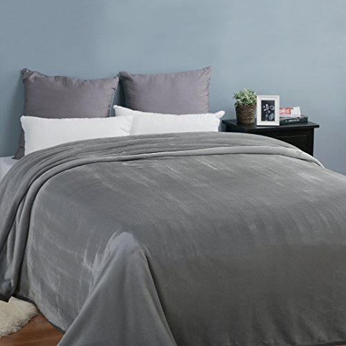 Image of EASELAND Soft Queen Size Blanket All Season Warm Fuzzy Microplush Lightweight Thermal Fleece Blankets for Couch Bed Sofa,90x90 Inches,Gray
