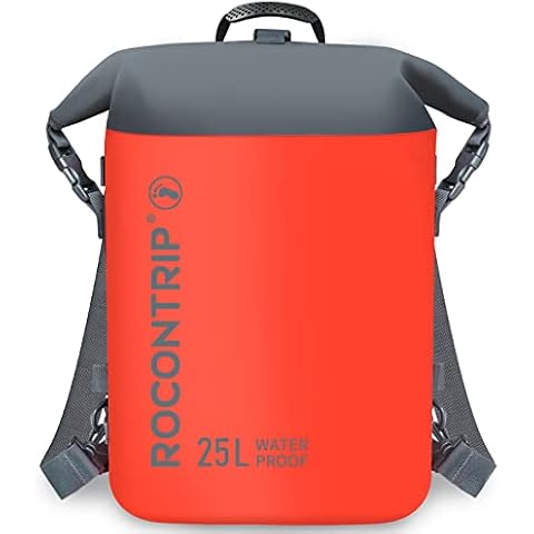 ROCONTRIP Waterproof Backpack with Adjustbale Shoulder Strap Heavy Duty Dry Bags for Outdoor Beach Boating Fishing Swimming Hiking Camping Protect Cash Document Waterproof Anti-Leak(Orange) Cover