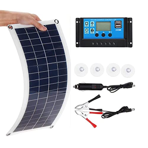 Wfhycoat 300 W Solar Panel High-Efficiency Solar Charger Solarpanel 12 V Solar Panel Solar Cell Kit Solar Panel with Charge Controller for Motorhome, Caravan, Household, Camping,30A Control Cover
