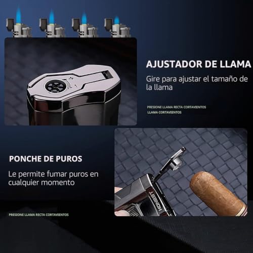 Encendedor de antorcha para puros con perforador ideal para terrazas al aire libre 6