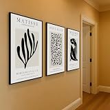 PWAAHDC Zestaw 3 wydruków sztuki ściennej Matisse – beżowe neutralne vintage plakaty na płótnie do stylowej dekoracji salonu i sypialni (nieoprawione, 50 x 70 cm)