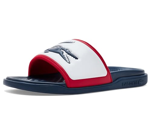 Lacoste Men's Serve Slide Dual White/Navy/Red 7 Medium