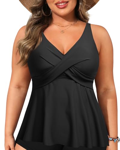 Plus Size Tankini Top Only - Flowy Bathing Suits Top Plus Size Swim Top 2025 Modest Swimsuits Top