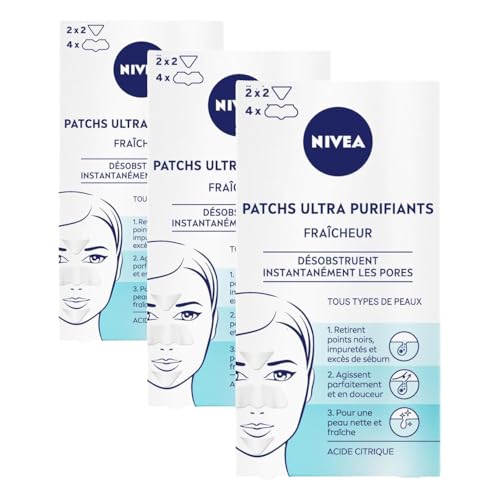 NIVEA - Patch Visage Ultra Purifiant Fraîcheur - Désobstrue Les Pores - Retire Points Noirs, Impuretés & Excès De Sébum - Peau Purifiée, Nette & Fraîche - Acide Citrique - Tous Types De Peaux - x 6