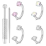 IJSDNVJNDX Nasal de Doble Barra en C, de Oreja Versátil, Joyería para Piercing Corporal, Juego de Herramientas de Acero para Sujetar Bolas de Piercing para la Nariz Juego 3