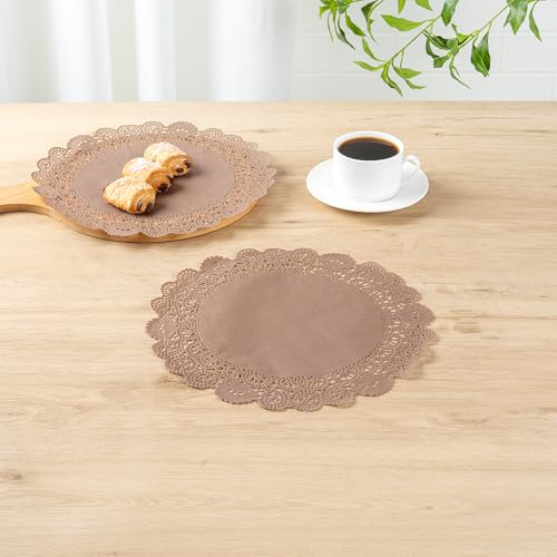 Pastry Tek 12 x 12 Inch Paper Lace Doilies, 100 Disposable Table Doilies - Elegant Lace Finish, Long Lasting, Brown Paper Doily, for Pastries, Cupcakes, Desserts - Restaurantware by Restaurantware - Image 7