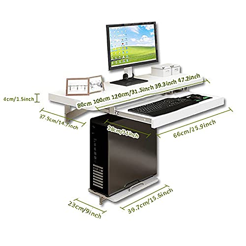Qqxx Wall Mounted Desk,Wall Mounted Laptop Computer Table With Mainframe Bracket And Keyboard Tray,Wall Drop Leaf Table Desk Workstation,Space Saving Wall Floating Table For Home Office #TOP2