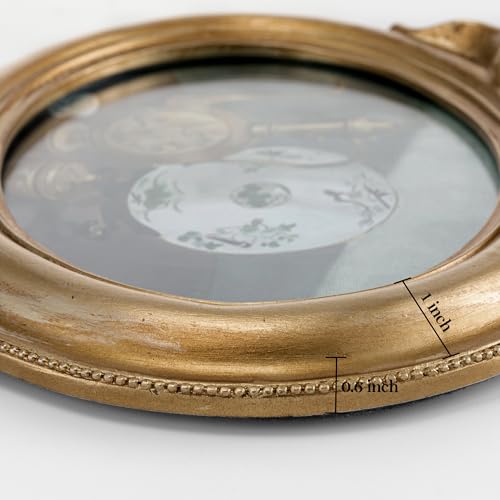 Image of eletecpro 4x6 Oval Picture Frame with Glass Cover, Vintage Gold | Antique Ornate Gold Bow Photo Frame 4 x 6 for Tabletop or Wall Hanging
