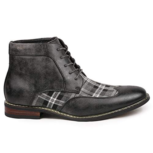 Metrocharm Alex-07 Men's Plaid Lace Up Wing Tip Classic Oxford Boot2