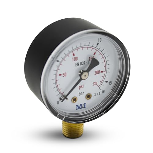 ◼️ I manometri per acqua permettono di controllare in tempo reale la pressione di un fluido liquido e gassoso. Controllare la pressione dell'acqua all'uscita del contatore, come complemento alla sovrappressione o toccando un tubo. Puoi anche installarlo direttamente su un regolatore o riduttore di pressione per controllare la pressione pneumatica. Realizzato in materiale plastico ABS molto resistente. Manometro ideale per filtro a sabbia per piscina, attacco compressore.