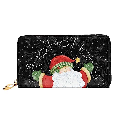 Portefeuille en cuir noir PEIXEN zippé au design de Noël élégant