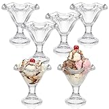 Willinglong 6 Pcs 8oz Glass Ice Cream Sundae Cups Clear Tulip Dessert Bowls Glass Ice Cream Cups Set for Parfait, Trifle, Fruit, Salad, Party
