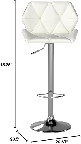 Miniatura 2 de Roundhill Furniture PC190BK Glasgow taburetes de bar con altura ajustable, Metal, Blanco Blanco,Negro -,Azul,Gris,Rojo