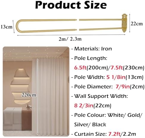 U-S Privacy Curtain Rod for Hospitals, SPAs & Salons | Wall-Mounted Room Divider with Flat Hook | Adjustable & Durable Design