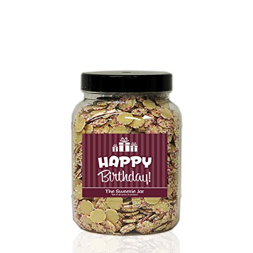 Image of SNOWIES (aka White GEMS) 1.5kg Medium Sweet Jar – A Personalised Gift Jar Filled with Your Favourite Retro Sweets! (Happy Birthday)