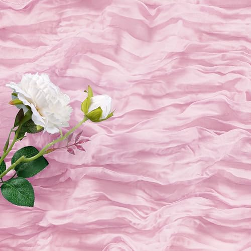 Bailarina 12 Pack Cheesecloth Table Runner 17x108 Inch Long Gauze Cheese Cloth 9ft Wrinkled Sheer Table Runner for Wedding Reception Birthday Party Table Decoration (Pink) by Bailarina - Image 3