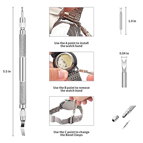 Watch Link Remover Tool Kit, Unamela Watch Strap Removal Tool Set, with 108 PCS Spring Bar and link remover tool, Suitable for Watch Bracelet Adjustment or Resizng - 27 IN 1 (Black)