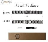 MaKTech Ceramiczna Pasek,srebrna cienka stal nierdzewna inkrustowany ceramicznym paskiem 20mm,dla Samsung Galaxy Watch 7 FE 6 5 4,40/42/43/44/45/46/47mm,Huawei GT 4/3-41/42mm (Biały)