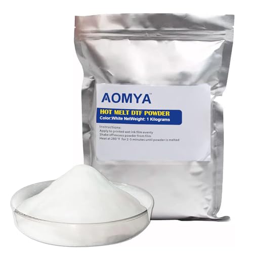 1KG / 1000g / 35.3oz DTF poudre blanche, adhésif thermofusible numérique pour sublimation thermique, DTF poudre de transfert prétraitée pour tous les tissus, y compris les t-shirts en coton denim