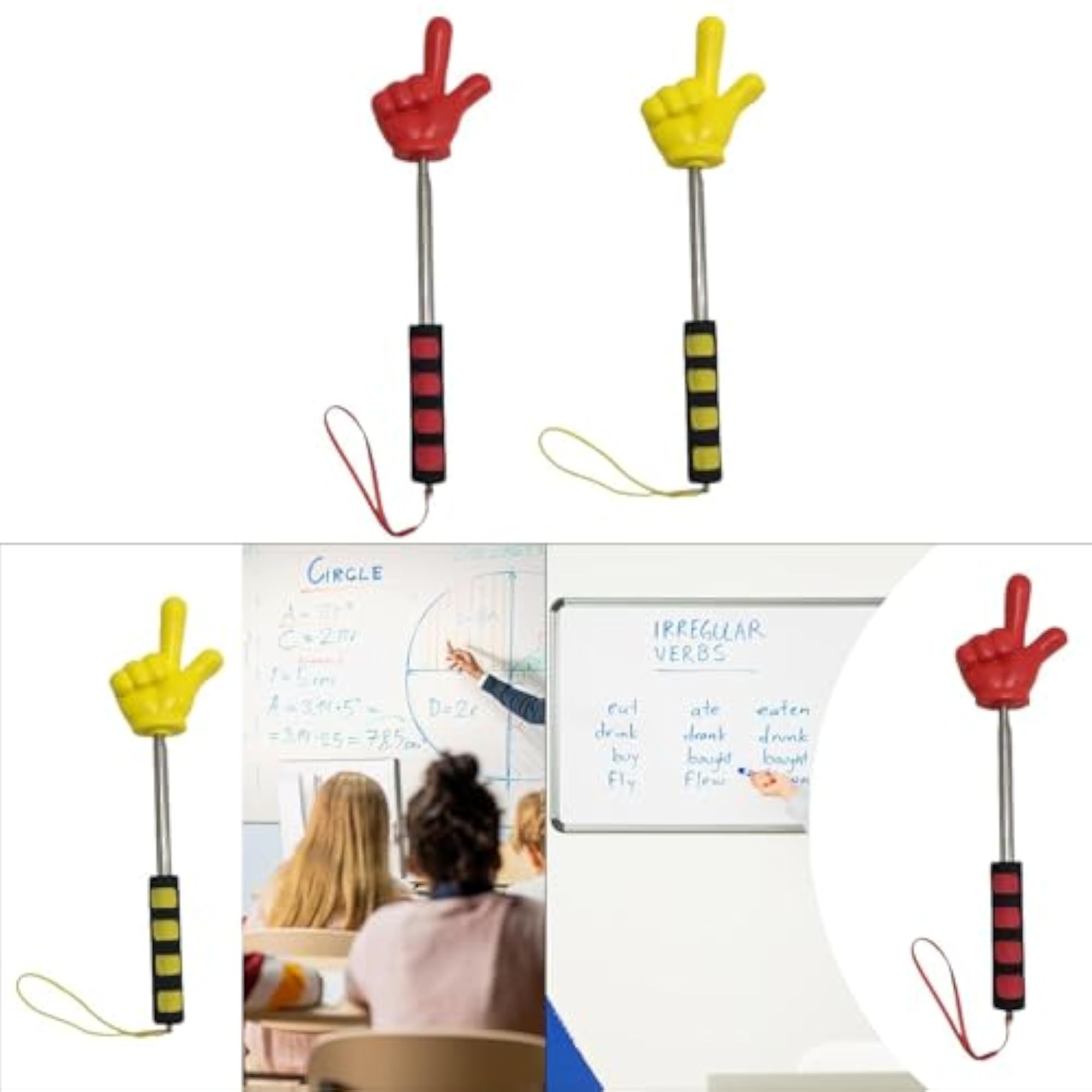 Extendable Finger Shape Pointer Stick Multipurpose Sturdy Whiteboard Pointer Red