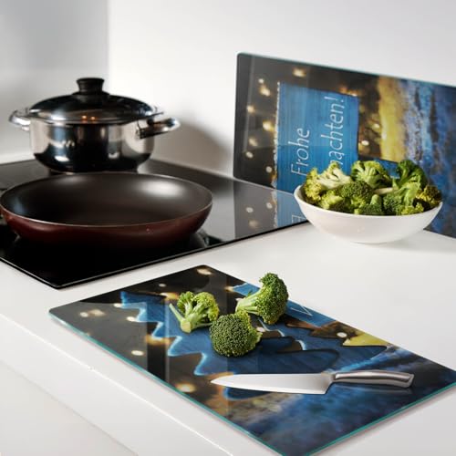 Planche en verre avec impression triangles abstraits et bords polis