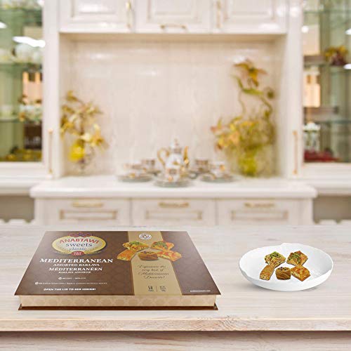 Anabtawi Middle Eastern Sweets - 70-Piece Assorted Baklava, Pistachio and Almond Pastry - Traditional Arabic Baklava Gift Box - No Preservatives, No Additives - Gourmet Baklava Pastry Boxes - 800g