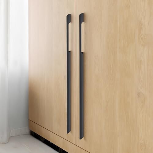 Image of LAPO 3 Piece Wardrobe Handle 24 inch, Pull Handles, Long Wardrobe Handle with Comfy Grip, Aluminum Handle for Kitchen, Bedroom, Office, Cabinet Wardrobe with Screws (Black, 600mm (24 inch) M-FB