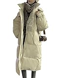 Saisons: Automne-hiver Minetom Femme Manches Longues Manteau Gilet Longue Doudoune Manteau Zippé Coupe Hiver Parka avec Capuche Veste Blouson E Beige L