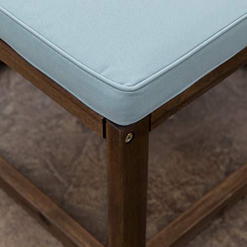 Walker Edison Villa Modern Acacia Wood Patio Chair And Ottoman Set With Cushions, 35 Inch, Dark Brown #TOP6