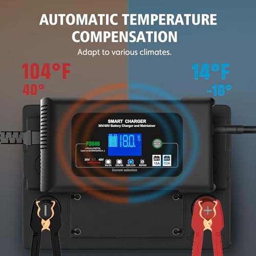 Yhchkj Battery Charger, 48V-13Amp And 36V-18Amp Golf Cart Charger, Smart Car Battery Charger With Lcd Display, Lithium,Lifepo4 Lead-Acid Agm/Gel/Sla Trickle Charger For Ezgo Rxv & Txt,3-Pin  thumb #3