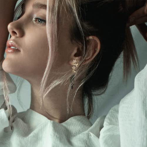 Sonateomber Small Crawler Drop Dangle Earrings for Women - Trendy Sparkly Helix Conch Tragus Piercing Hypoallergenic Stud Fashion Jewelry Gift2